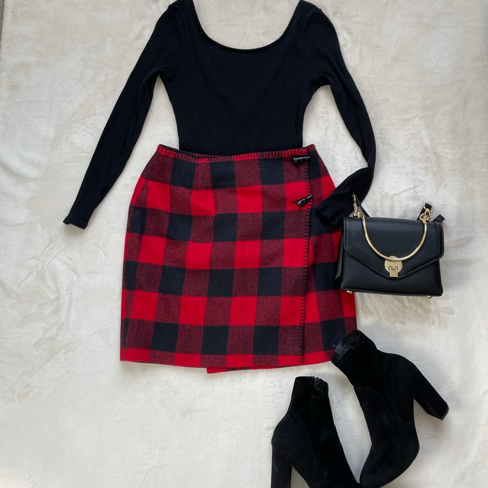 SOLD Gingham Plaid Wrap Skirt